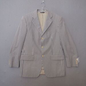 The Peterman Company Blazer Men‎ 40R Blue Striped Cotton Made in Portugal NWT
